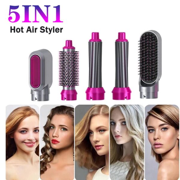 Hair Dryer Brush 5 in 1 Electric Blow Dryer Hair Comb Curling Wand Detachable Brush Kit Negative Ion Straightener Hair Curler ( random color) - Image 5