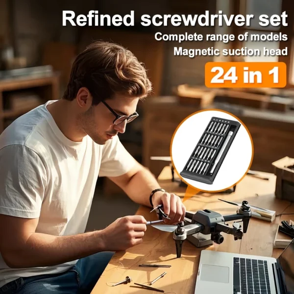 24 in 1 Precision Mini Magnetic Screwdriver Set, 24 in 1 Tool Kit, The Ultimate Electronic Repair Tool Kit for Phone, Tablet, Computer, Laptop, PC, Game Controller, Watch, Precision Screwdriver Set Magnetic - Image 5