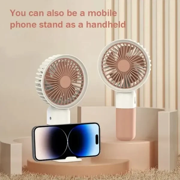 Rechargeable and portable Fan | Handheld, USB Charging with Mobile Phone Stand | Portable Mini Desk Fan | Rechargeable USB Battery Operated-Handheld table Fan (Random Color)  - Image 9