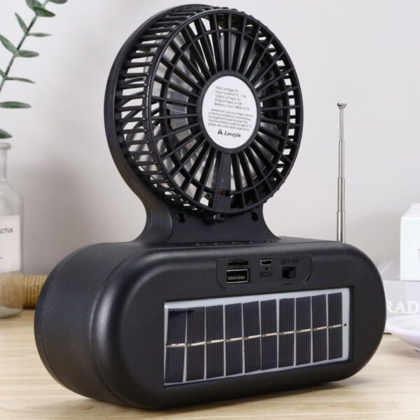 Solar fan Bluetooth speaker | Wireless outdoor portable With  blowing flashlight | Listening to music Support TF card U disk FM radio TWS interconnection - Image 10