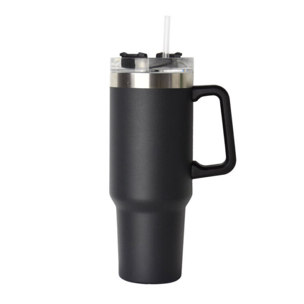 Insulated Tumbler with Handle Straw 40oz Stainless Steel Vacuum Cup Thermal Mug for Ice Coffee Travel Car Cup 1200ML (Black) - Image 3