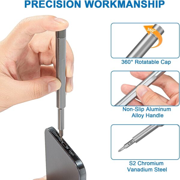 24 in 1 Precision Mini Magnetic Screwdriver Set, 24 in 1 Tool Kit, The Ultimate Electronic Repair Tool Kit for Phone, Tablet, Computer, Laptop, PC, Game Controller, Watch, Precision Screwdriver Set Magnetic - Image 15