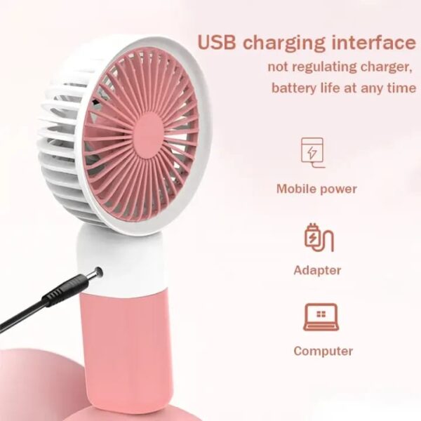 Rechargeable and portable Fan | Handheld, USB Charging with Mobile Phone Stand | Portable Mini Desk Fan | Rechargeable USB Battery Operated-Handheld table Fan (Random Color)  - Image 7