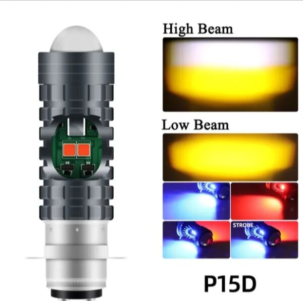 Pack of 2 – Headlight & Backlight Bulb | Yellow/White Beam + Red/Blue Flasher | Universal for All Bikes - Image 9