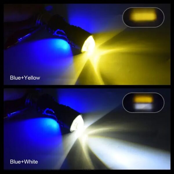 Pack of 2 – Headlight & Backlight Bulb | Yellow/White Beam + Red/Blue Flasher | Universal for All Bikes - Image 8