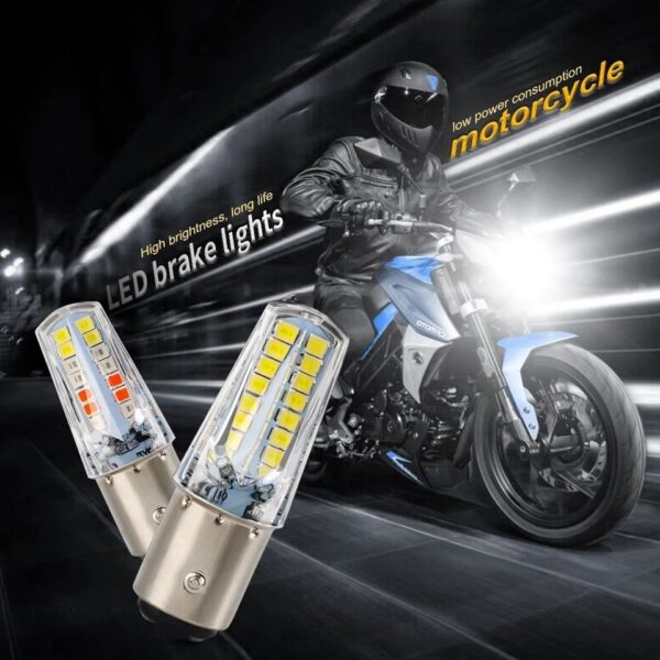 Pack of 2 – Headlight & Backlight Bulb | Yellow/White Beam + Red/Blue Flasher | Universal for All Bikes - Image 10