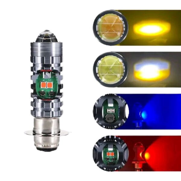 Pack of 2 – Headlight & Backlight Bulb | Yellow/White Beam + Red/Blue Flasher | Universal for All Bikes - Image 7