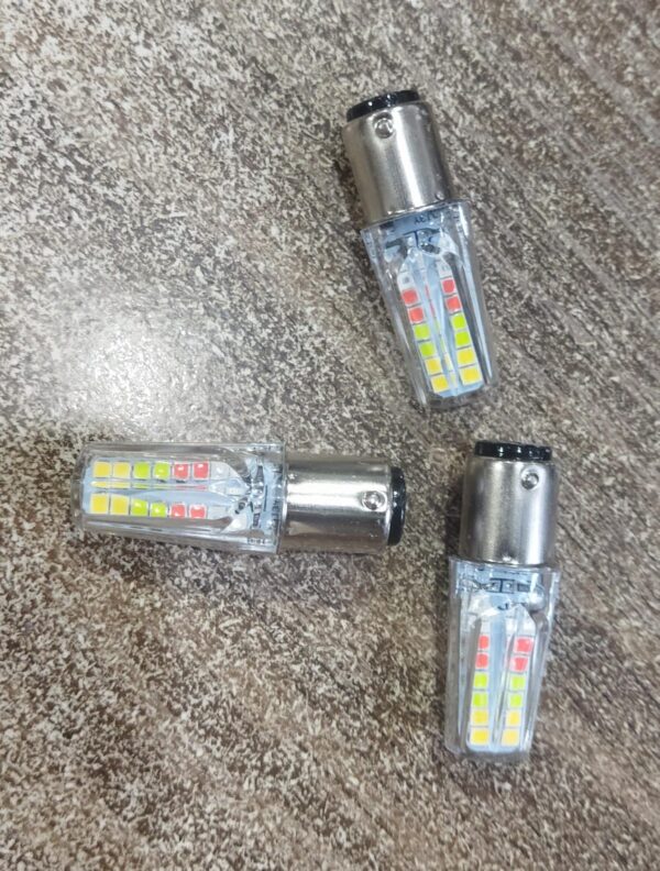 Pack of 2 – Headlight & Backlight Bulb | Yellow/White Beam + Red/Blue Flasher | Universal for All Bikes - Image 5