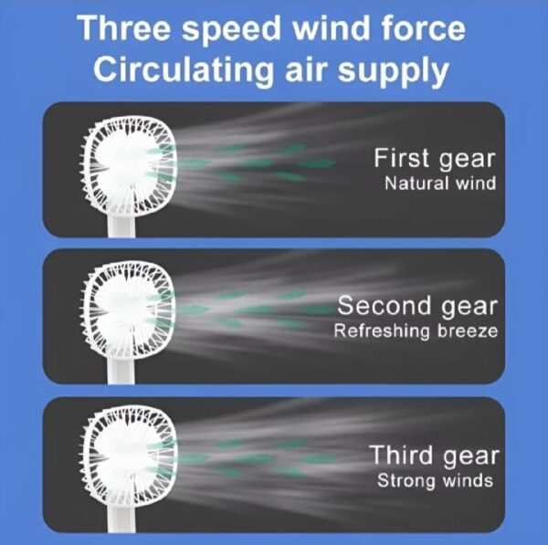 Mini 2 in 1 Portable Fan with LED Light, USB Rechargeable |  7 Inch Portable Travel Fan | Desk Fan 3 Speeds Folding Table Fan Quiet 185° Rotation USB Plug-In - Image 6