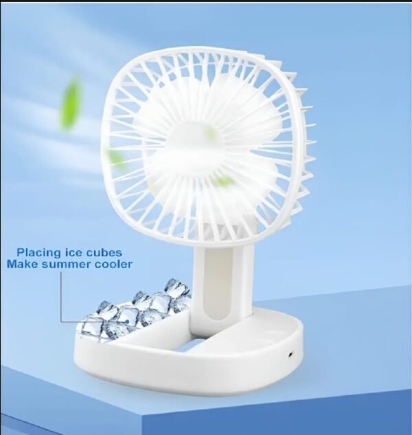 Mini 2 in 1 Portable Fan with LED Light, USB Rechargeable |  7 Inch Portable Travel Fan | Desk Fan 3 Speeds Folding Table Fan Quiet 185° Rotation USB Plug-In - Image 5