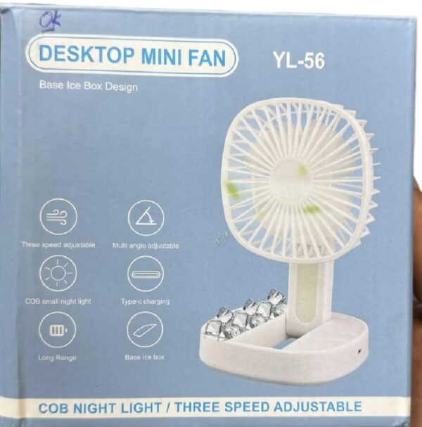 Mini 2 in 1 Portable Fan with LED Light, USB Rechargeable |  7 Inch Portable Travel Fan | Desk Fan 3 Speeds Folding Table Fan Quiet 185° Rotation USB Plug-In - Image 7