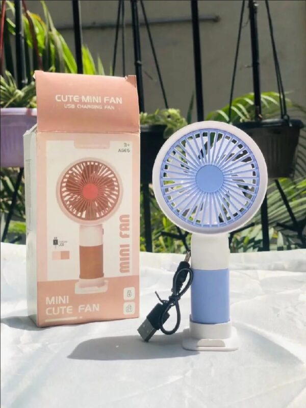 Rechargeable and portable Fan | Handheld, USB Charging with Mobile Phone Stand | Portable Mini Desk Fan | Rechargeable USB Battery Operated-Handheld table Fan (Random Color)  - Image 2