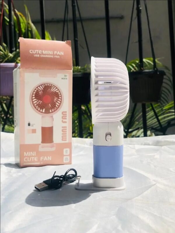 Rechargeable and portable Fan | Handheld, USB Charging with Mobile Phone Stand | Portable Mini Desk Fan | Rechargeable USB Battery Operated-Handheld table Fan (Random Color)  - Image 3