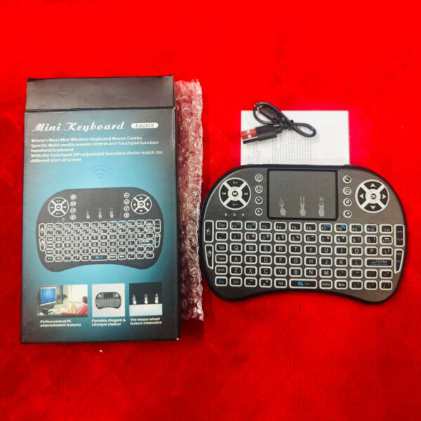 i8 2.4G Mini wireless keyboard with touchpad | 7-color Backlight ,plug and play | Super cool design | Perfect for Android TV Box, Smart TV, Projector, PS3 - Image 3